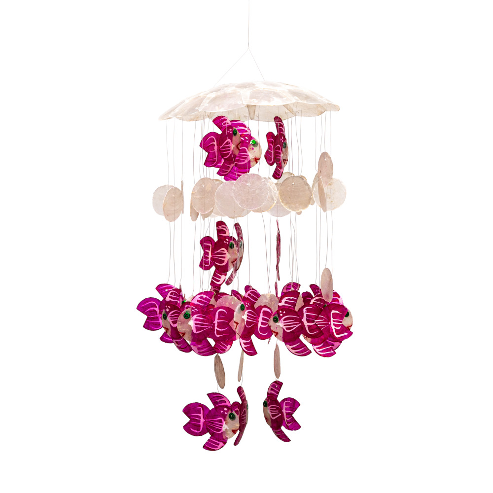 CAPIZ WINDCHIME ΜΕ ΡΟΖ ΨΑΡΑΚΙΑ